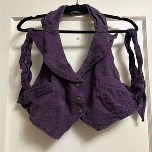 Purple Collared Tie-back Halter Vest Top
